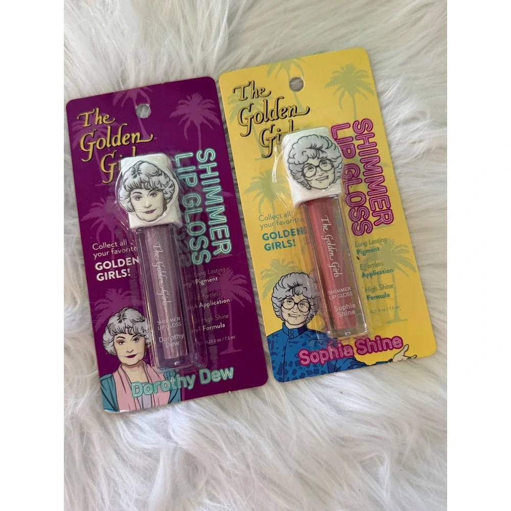The Golden Girls Shimmer Lip Gloss Set Dorothy Dew Sophia Shine 2 Pack New
